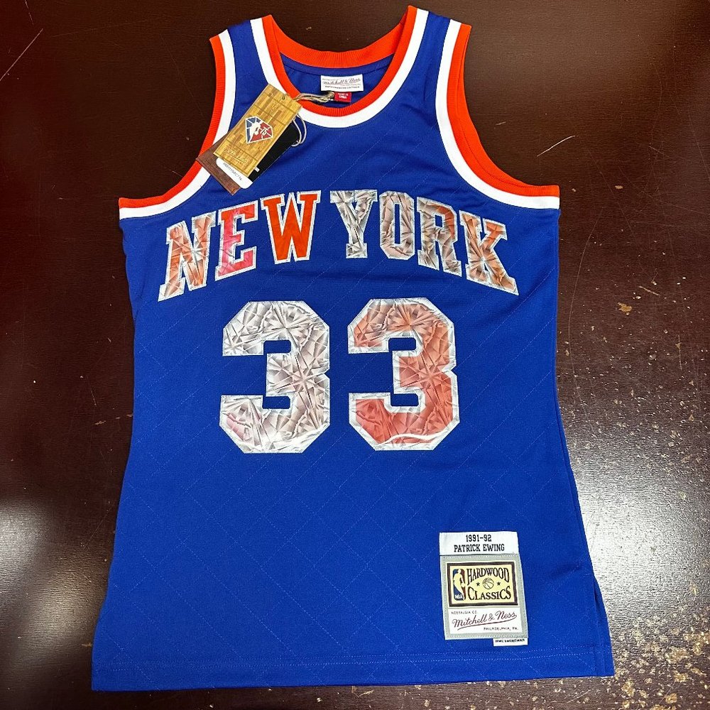Mitchell & Ness Mens Blue New York Knicks Patrick Ewing Swingman Jersey Size S